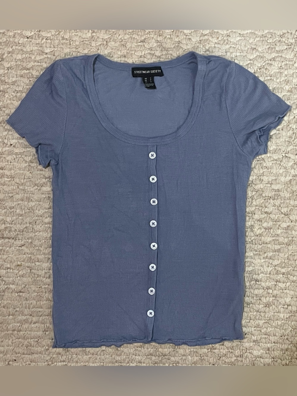 Blue Buttonup Baby Tee
